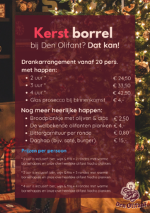 Mogelijkheden kerstborrel Den Olifant